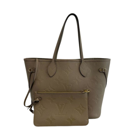 Louis Vuitton - Neverfull MM Embossed Leather Turtledove/Taupe Tote w/ Pouch