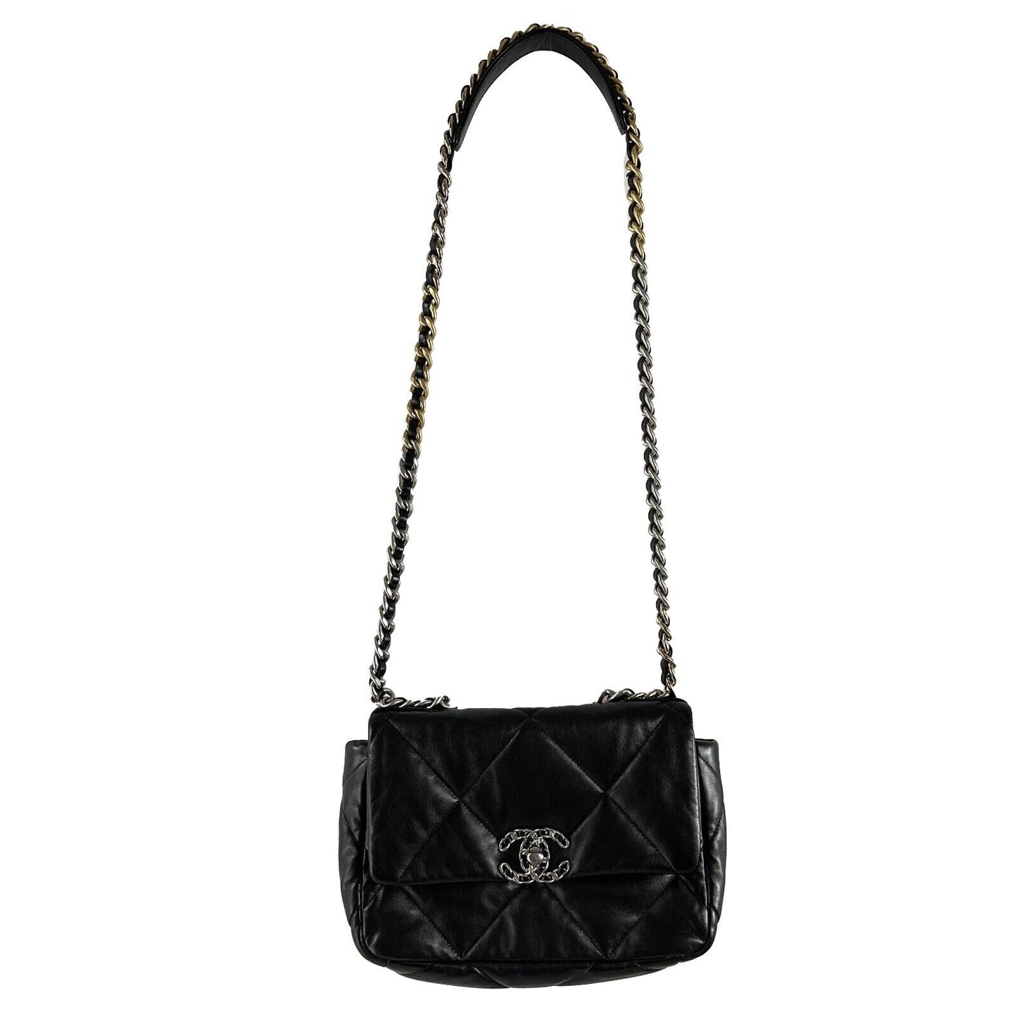 CHANEL - NEW Chanel 19 Medium CC Lambskin Black Flap Shoulder Bag