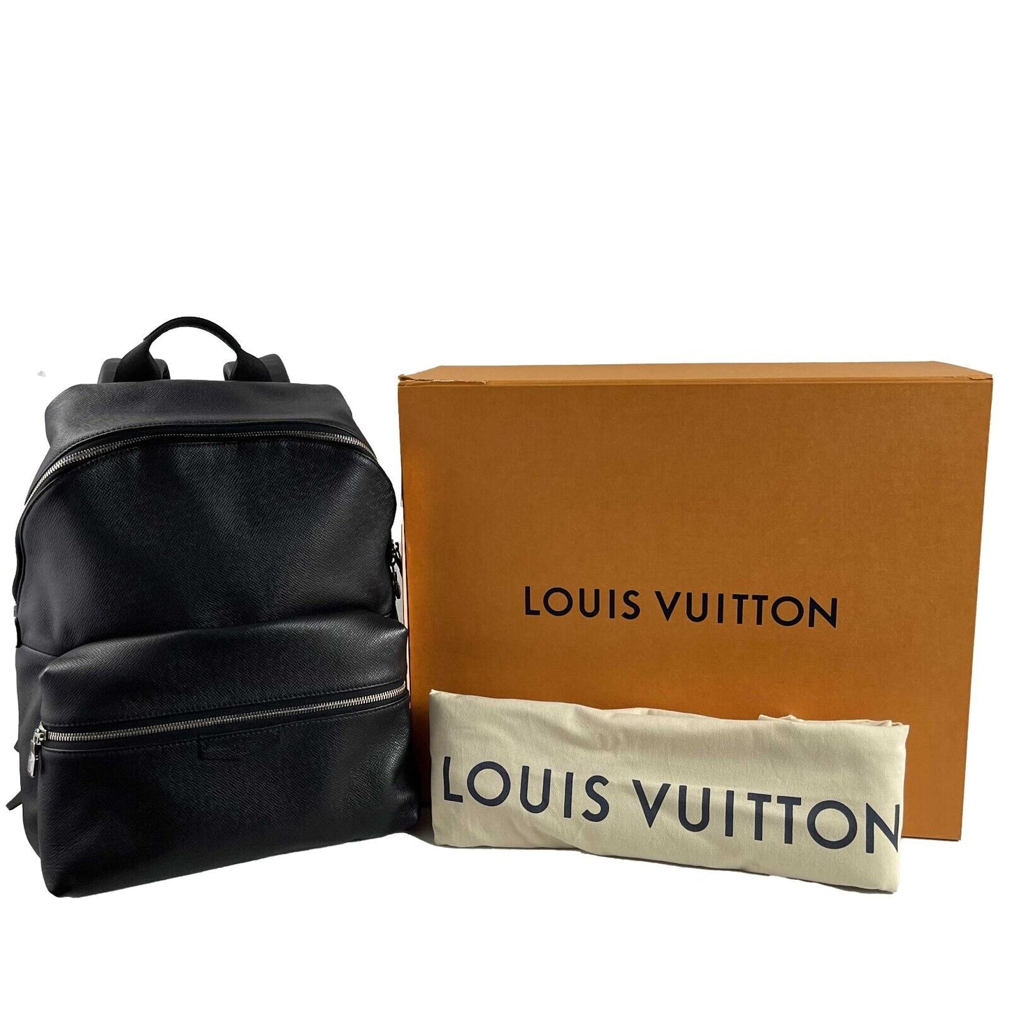 Louis Vuitton Excellent Discovery Backpack Taiga Leather PM Black Handbag