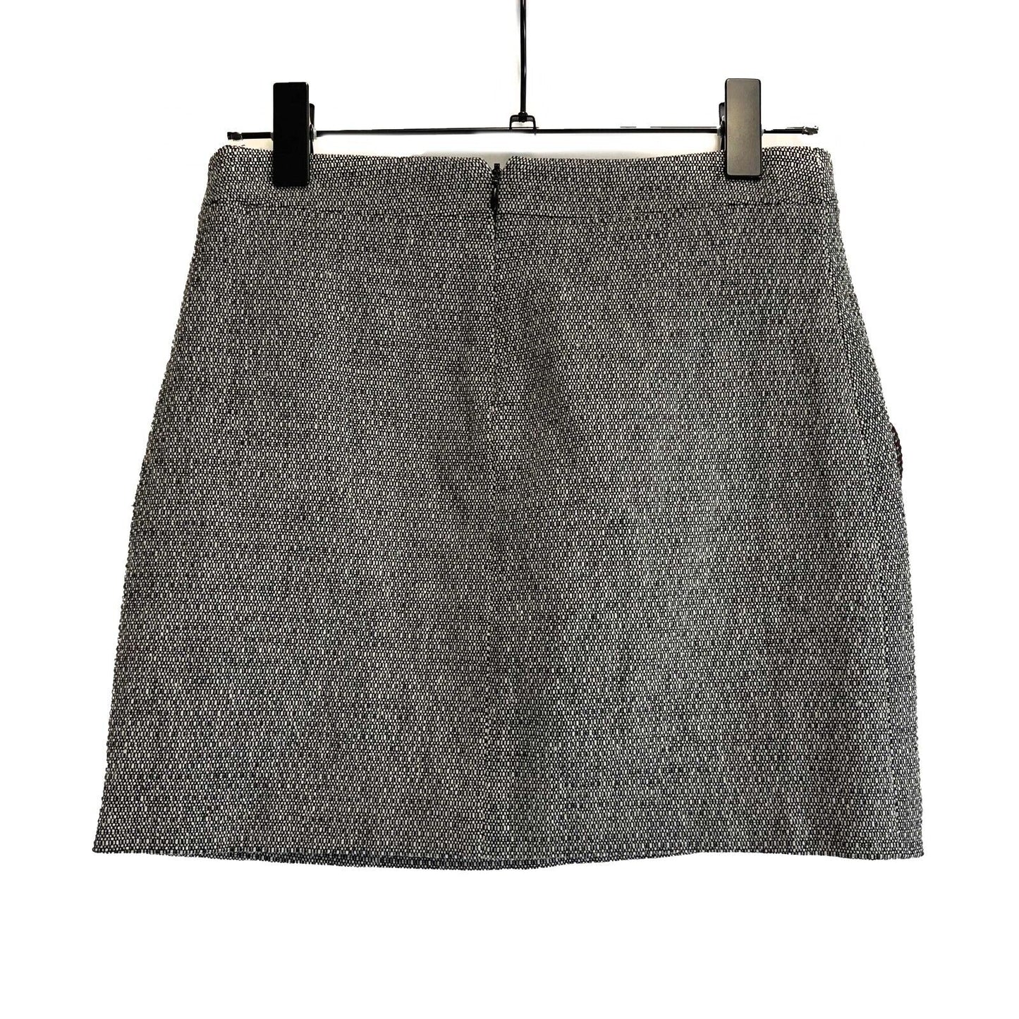 Stella McCartney Wool Mini Grey Tweed Embroidered Mini Skirt 38 US 4-6 Small