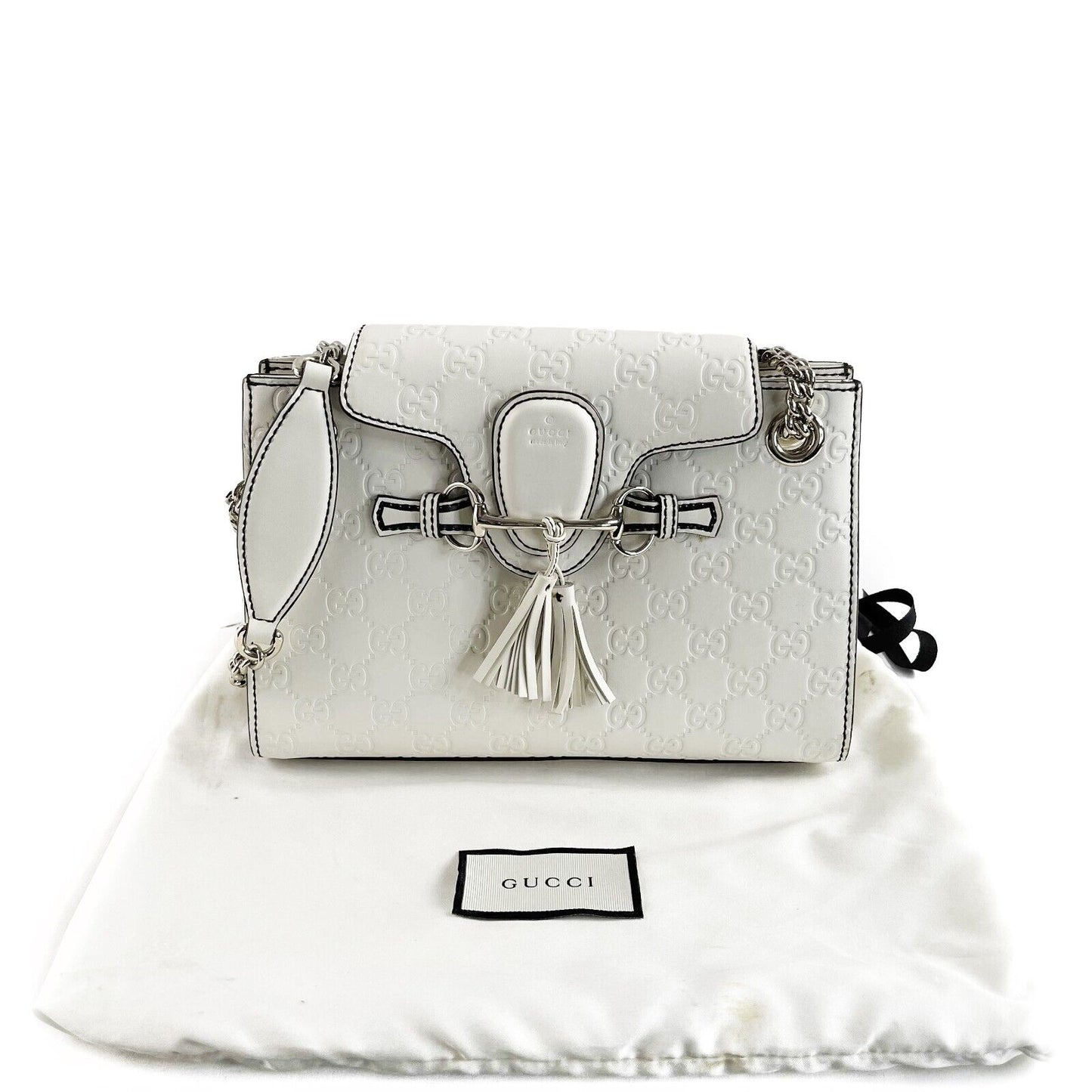 Gucci - Very Good - Emily Chain Flap Guccissima Medium - White - Handbag