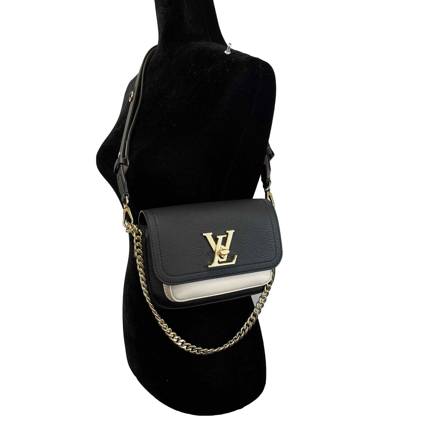 Louis Vuitton Lockme Tender Grained Calfskin Pink Black Crossbody Handbag