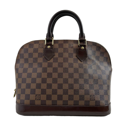 Louis Vuitton Alma Damier Ebene PM Brown Top Handle W/ Lock & Key