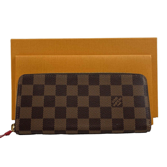 Louis Vuitton Clemence Wallet Damier Ebene Brown Excellent
