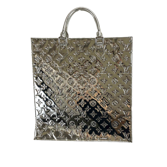 Louis Vuitton Monogram Miroir Sac Plat Silver Patent Tote Bag RARE