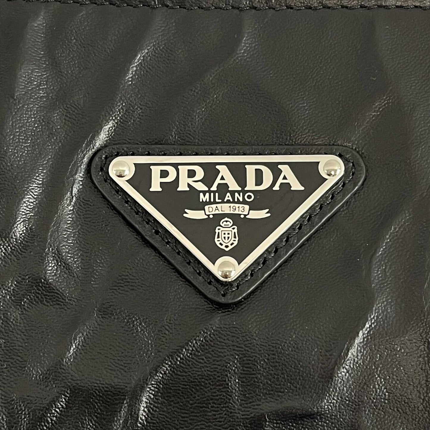 Prada - Pristine - Small Antique Nappa Shopping Leather Tote - Black - Handbag