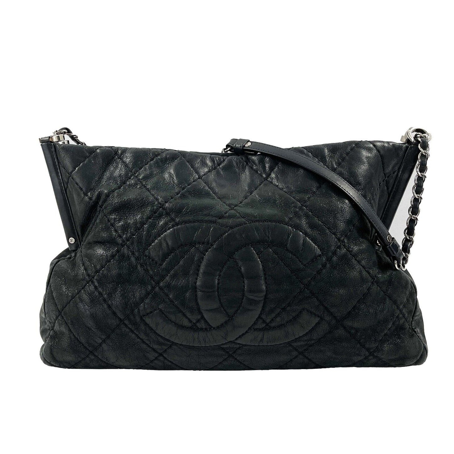 CHANEL - Sea Hit CC Iridescent Calfskin Medium Black Shoulder Bag