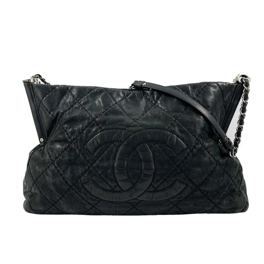 CHANEL - Sea Hit CC Iridescent Calfskin Medium Black Shoulder Bag
