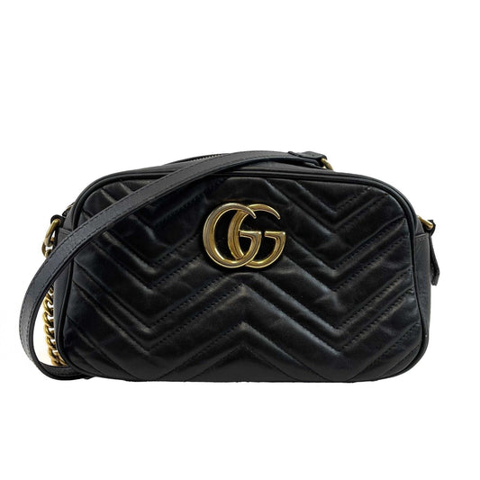 GUCCI Calfskin Matelasse Small GG Marmont Chain Crossbody