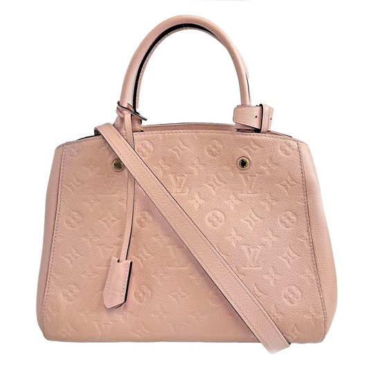 Louis Vuitton Montaigne MM Pink Calfskin Leather Top Handle Shoulder Strap