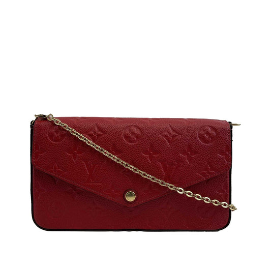 Louis Vuitton -Felicie Pochette-Monogram Empreinte Leather -Red-Handbag