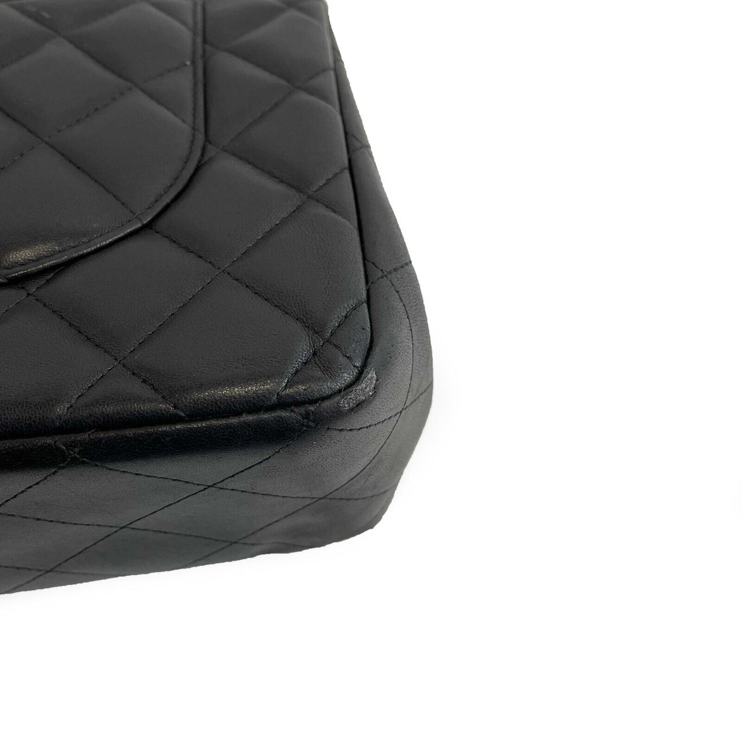 CHANEL - CC Lambskin Leather Quilted Jumbo Double Flap - Black Shoulder Bag