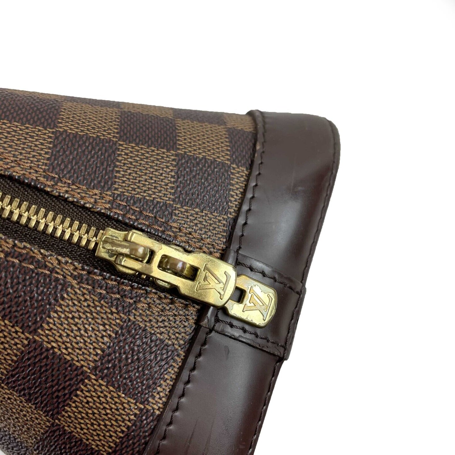 Louis Vuitton Alma Damier Ebene PM Brown Top Handle W/ Lock & Key
