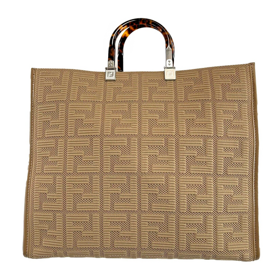 Fendi FF Sunshine Shopper Tote Plexiglass Large Beige Handbag NEW