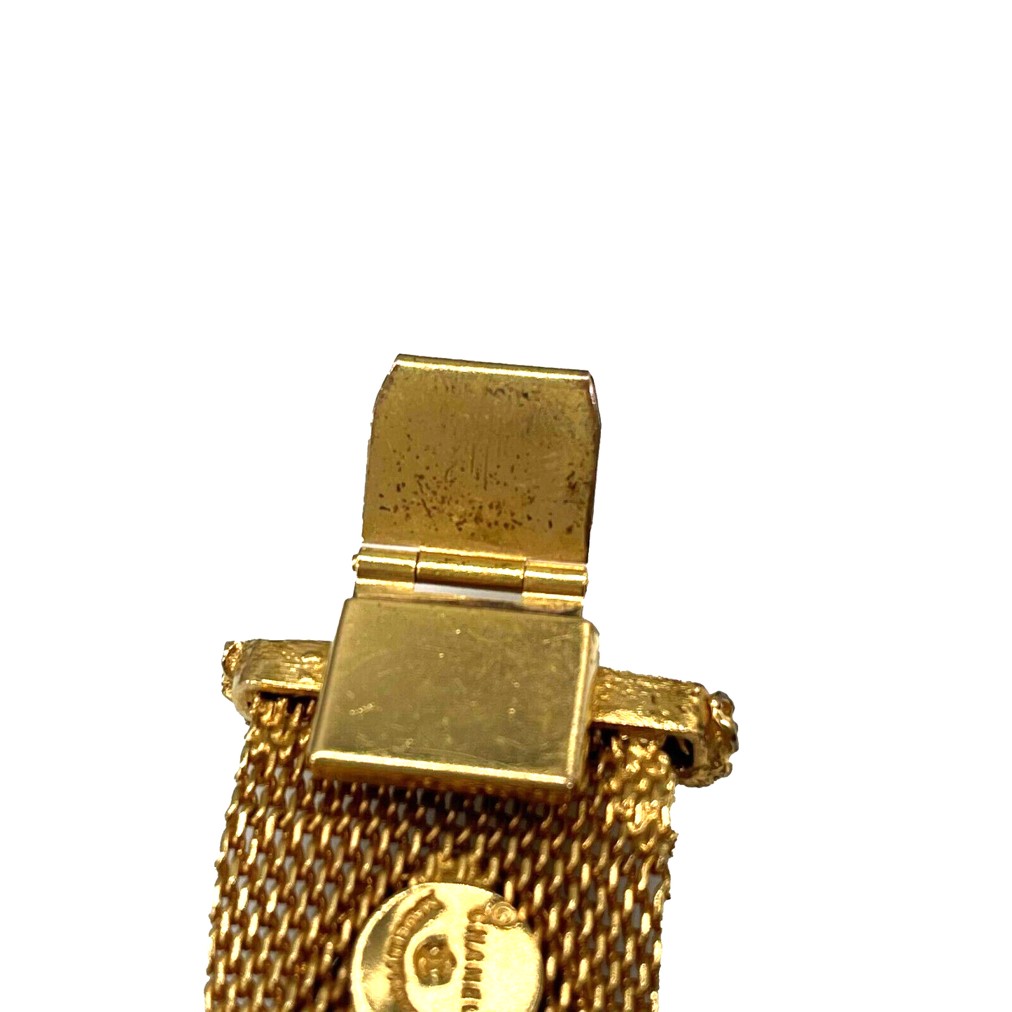 CHANEL - Vintage Mesh Gold Bracelet with Gripoix Multicolor Glass Stones