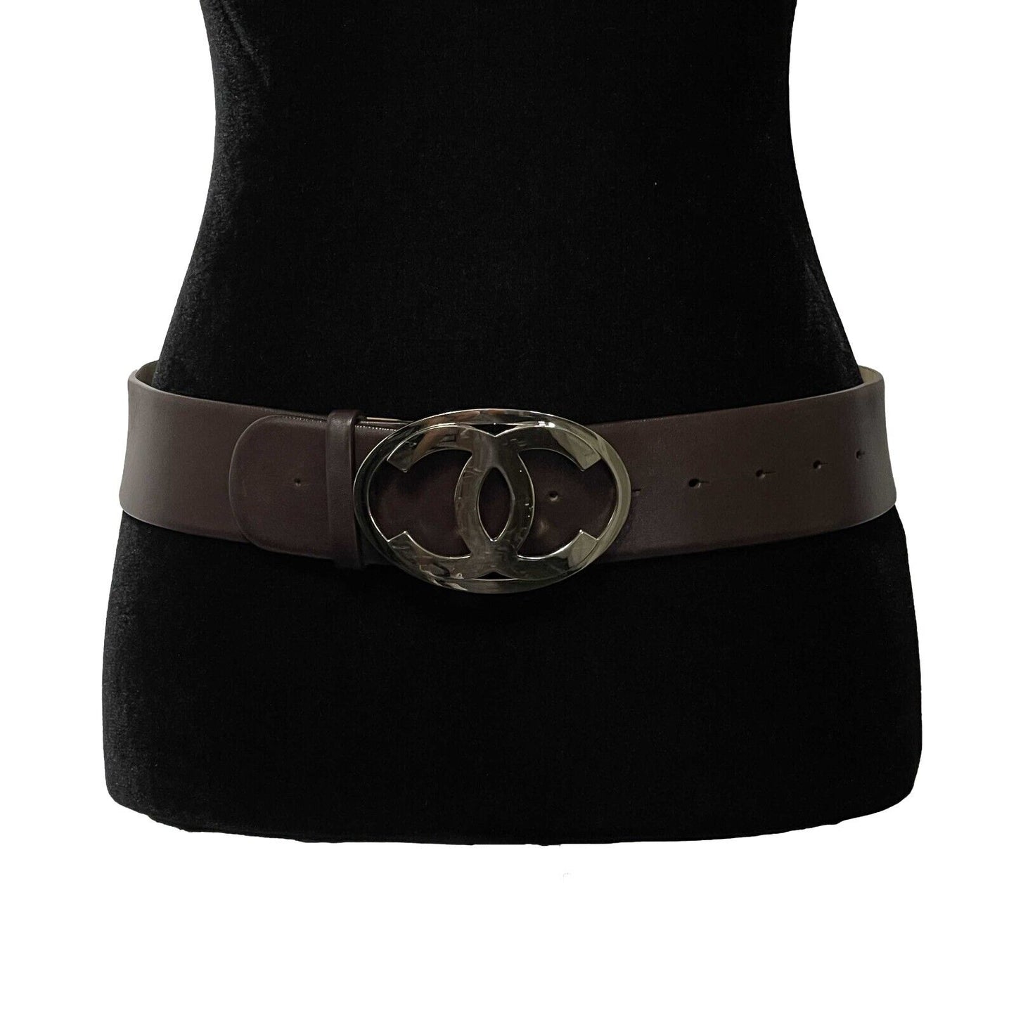 CHANEL - Jumbo Oval CC Logo Buckle Leather - Brown - 75-30 - Belt
