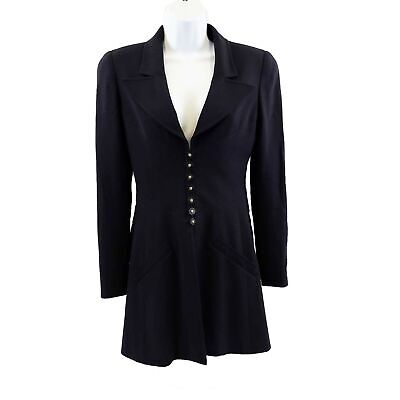Chanel 1997 Runway Gripoix CC Logo Button Corset Suit Jacket - Dark Navy - US M