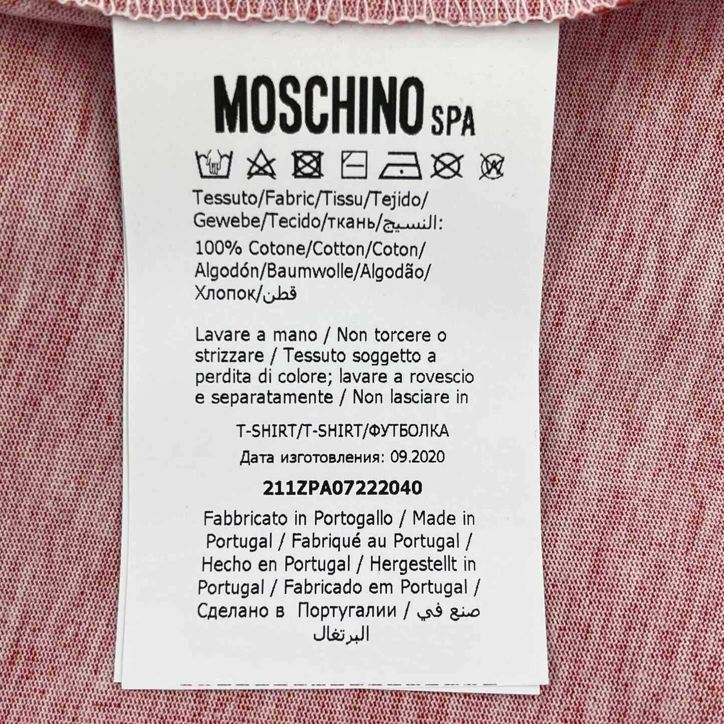 Moschino Multicolor Italian Slogan T-Shirt - Red White Green - IT 48 - US Small
