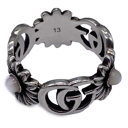 Gucci - Double G Mother of Pearl Ring - Silver - Size 13 US 6.5