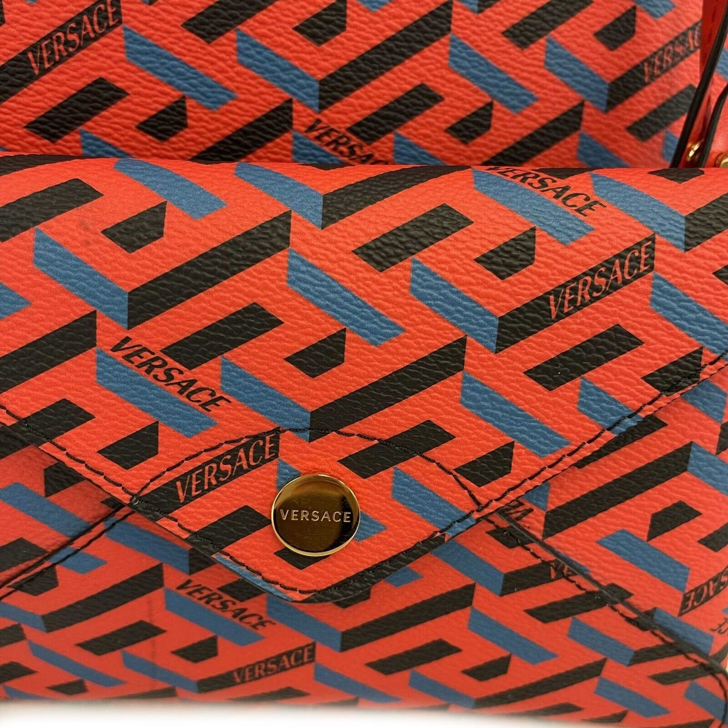 Versace - New w/ Tags - La Greca Medium Signature Tote - Red, Blue Shoulder Bag