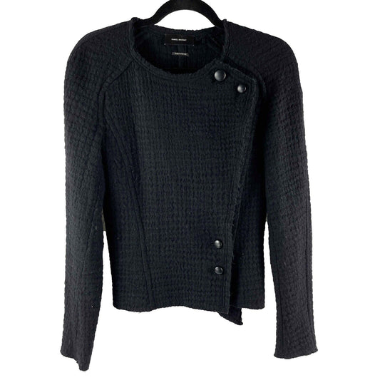 ISABEL MARANT - Raw Edge Matelassé Virgin Wool Jacket - Black - 36 US S
