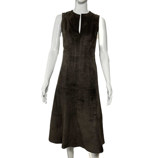 THE ROW - Excellent - Suede Liffen Midi - Dark Brown Dress - Size 4