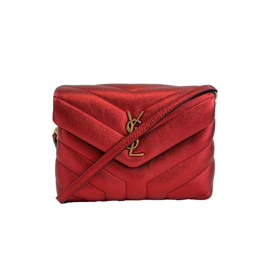 Saint Laurent - LouLou Shoulder Bag Matelasse Chevron Leather Toy Red Crossbody