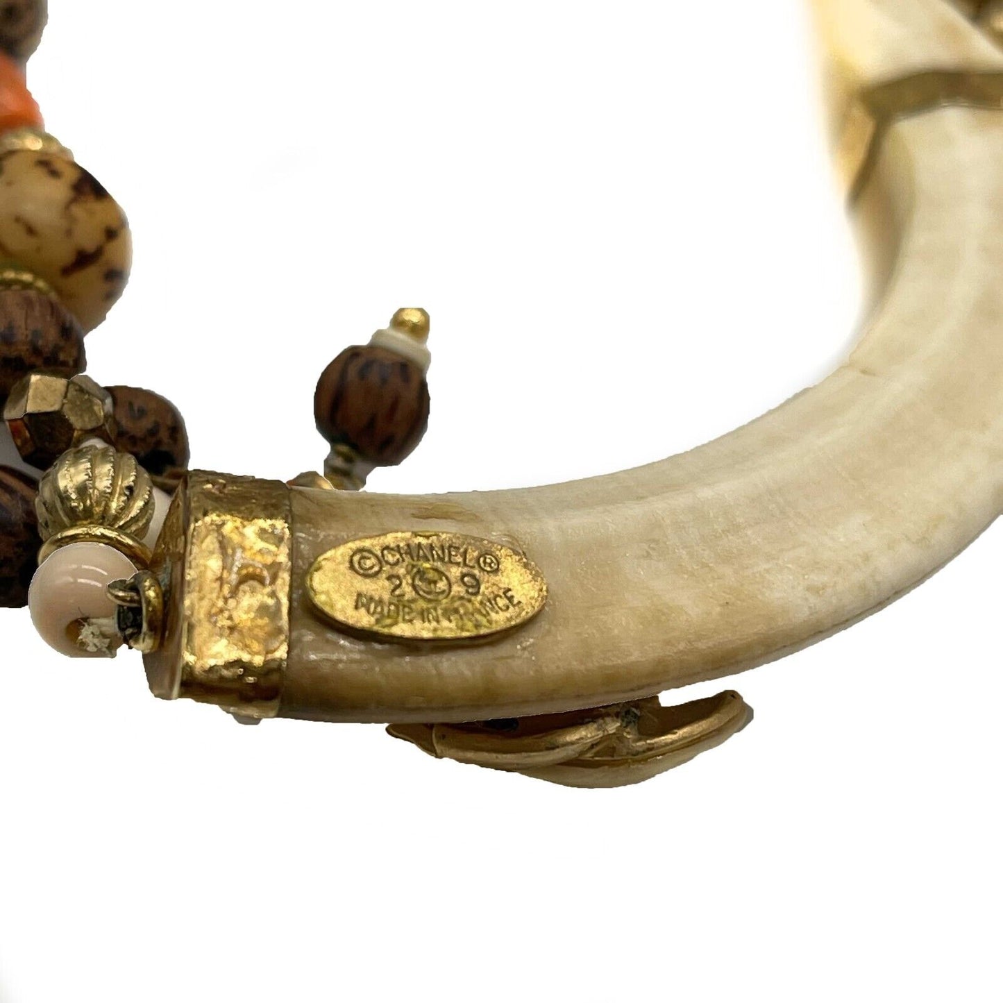 Chanel - Collection 29 - Rare Ivory Elephant Tusk Enamel CC Necklace Choker