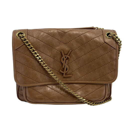 Saint Laurent - YSL Niki Medium Quilted Crinkled Leather Shoulder Bag