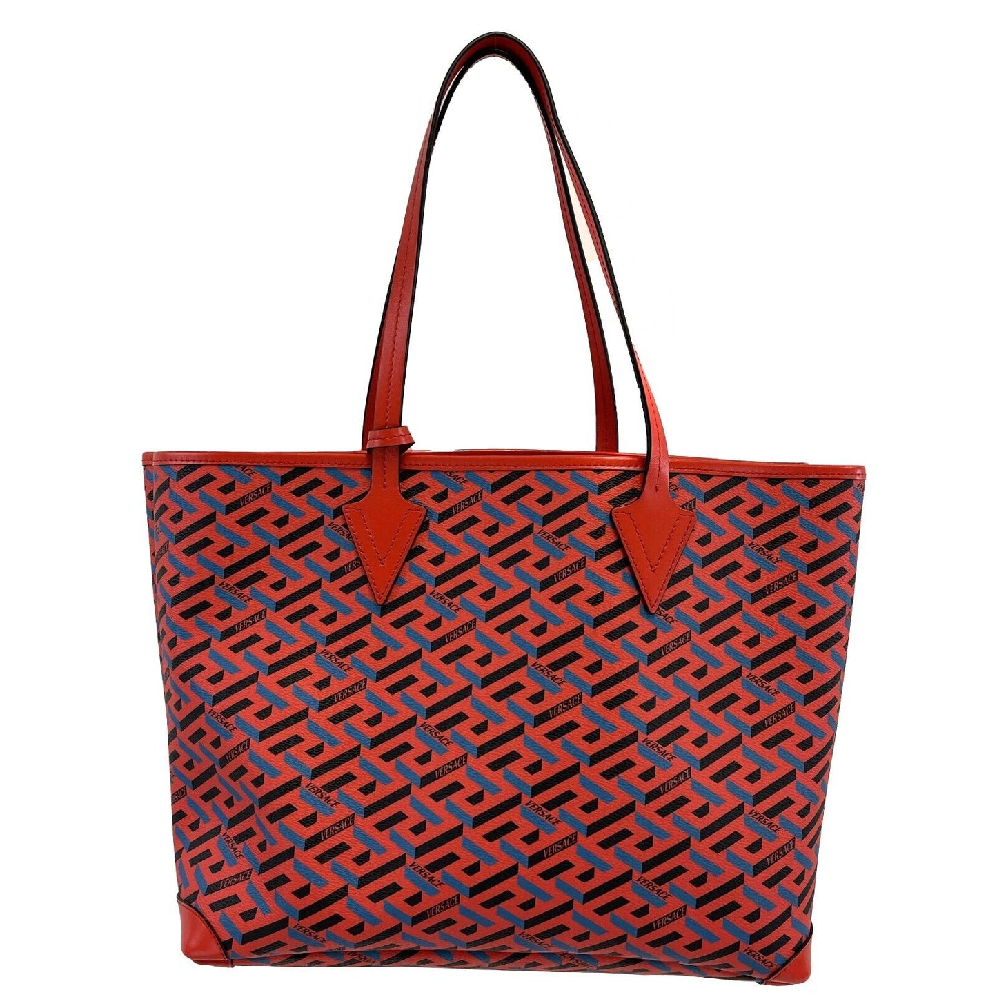 Versace - New w/ Tags - La Greca Medium Signature Tote - Red, Blue Shoulder Bag