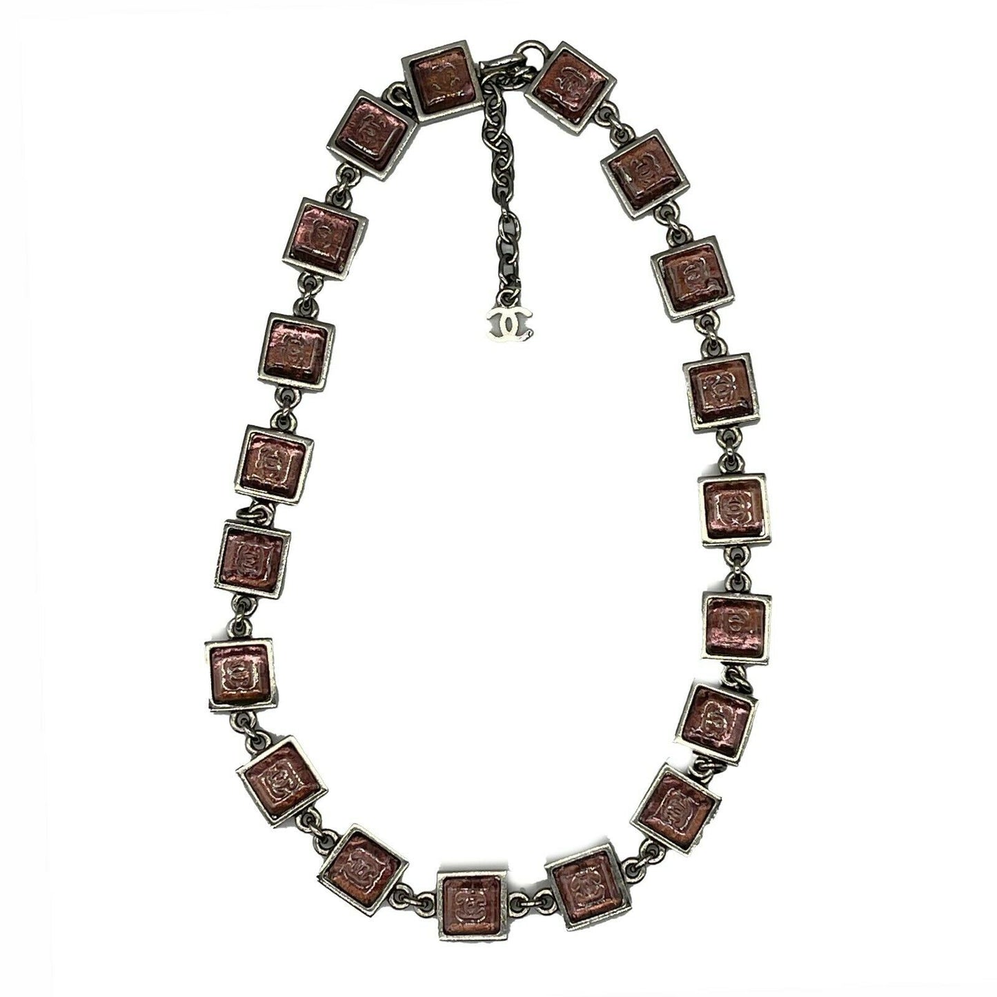 CHANEL - Gripoix Necklace - CC Logo Square Pendant Chocker - Purple