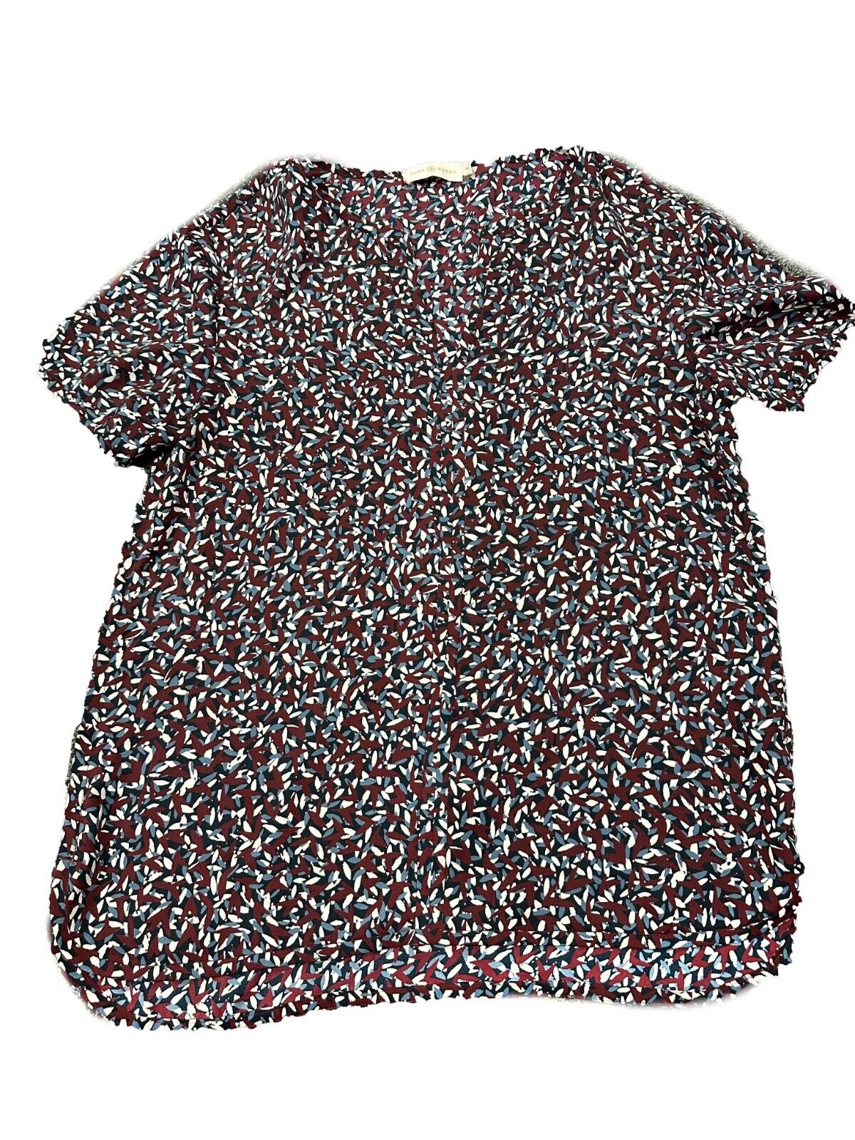 Tory Burch - Excellent - Printed Top - Burgundy, Navy - Size Small