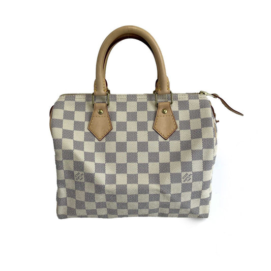 Louis Vuitton - Excellent - Damier Azur Speedy 25 - White / Blue Top Handle