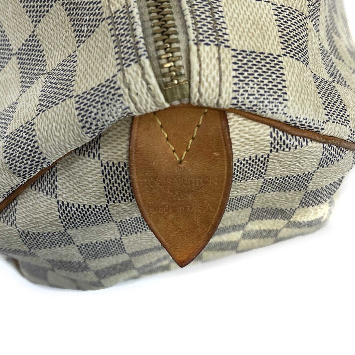Louis Vuitton - Speedy 35 in Damier Azur - White, Navy Top Handle Bag