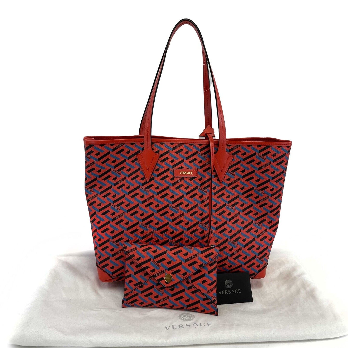 Versace - New w/ Tags - La Greca Medium Signature Tote - Red, Blue Shoulder Bag