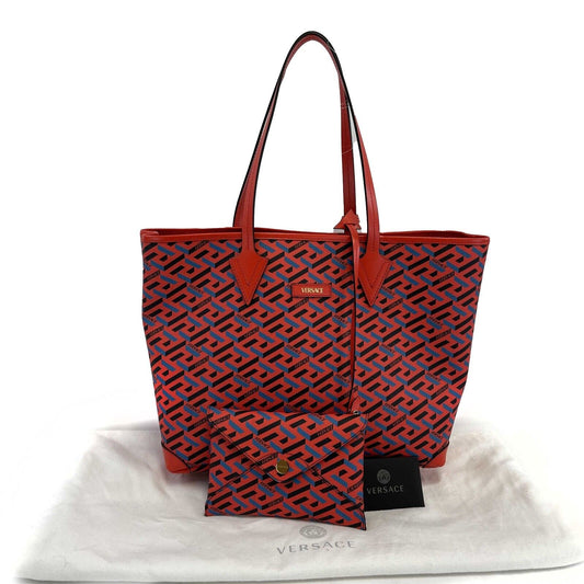 Versace - New w/ Tags - La Greca Medium Signature Tote - Red, Blue Shoulder Bag