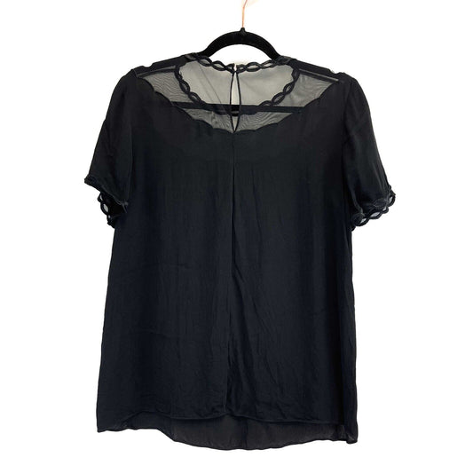 Reiss - Mesh Neckline - Black Top - US 6