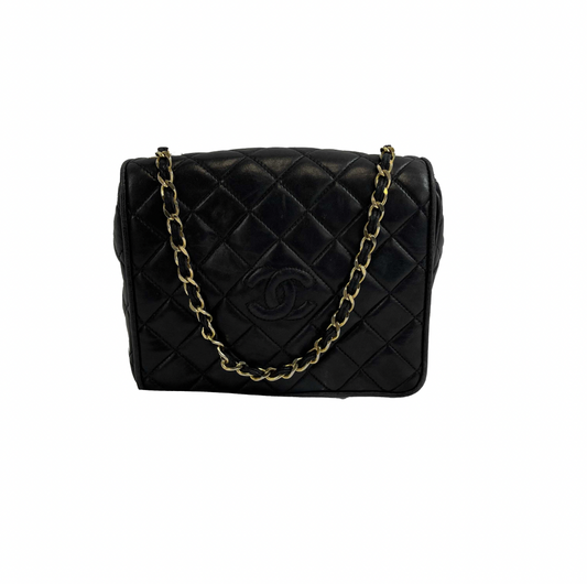 Chanel - Vintage Chanel Quilted Smal Black Leather Flap Crossbody
