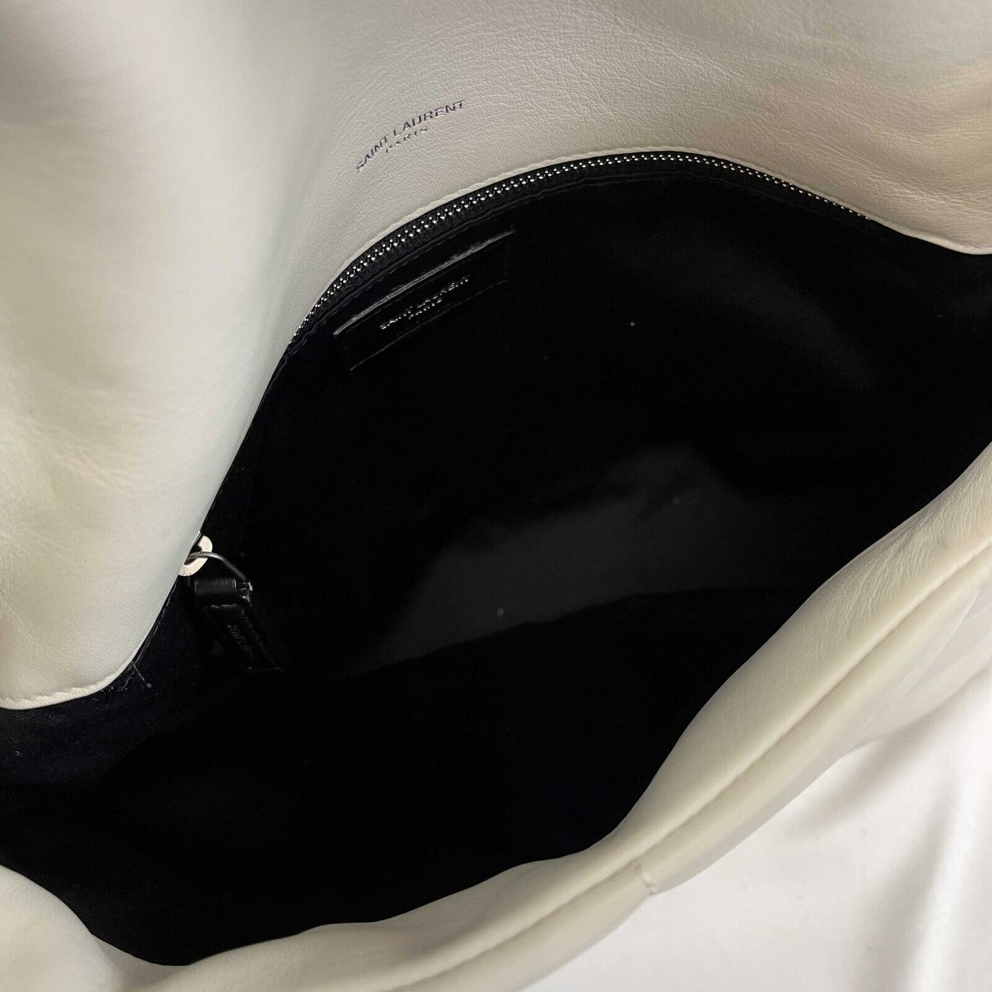 Saint Laurent - White Puffer Medium Chain Bag in Quilted Lambskin Shoulder Bag