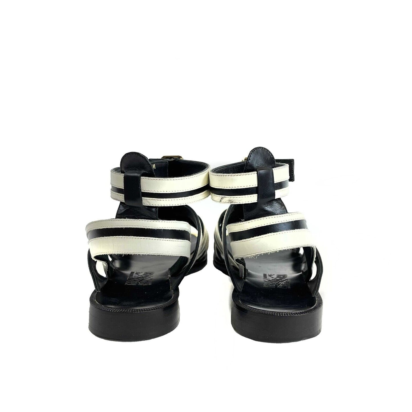 Salvatore Ferragamo - Black And White Ankle Strap Sandals - Size 8
