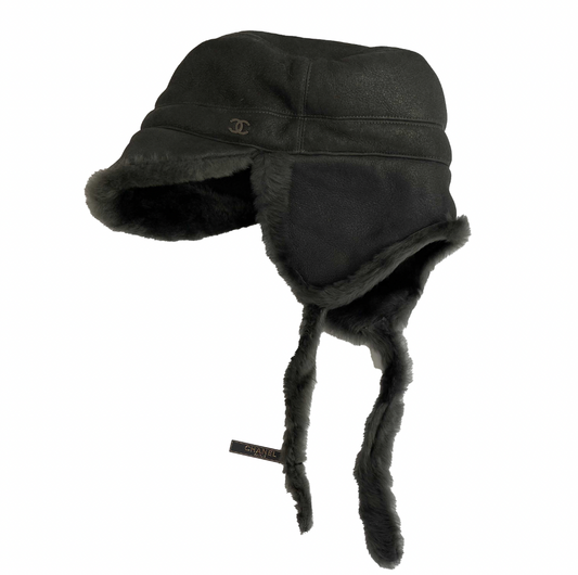 Chanel - New 2020 Trapper Hat Print Winter Shearling Brown Hat - M