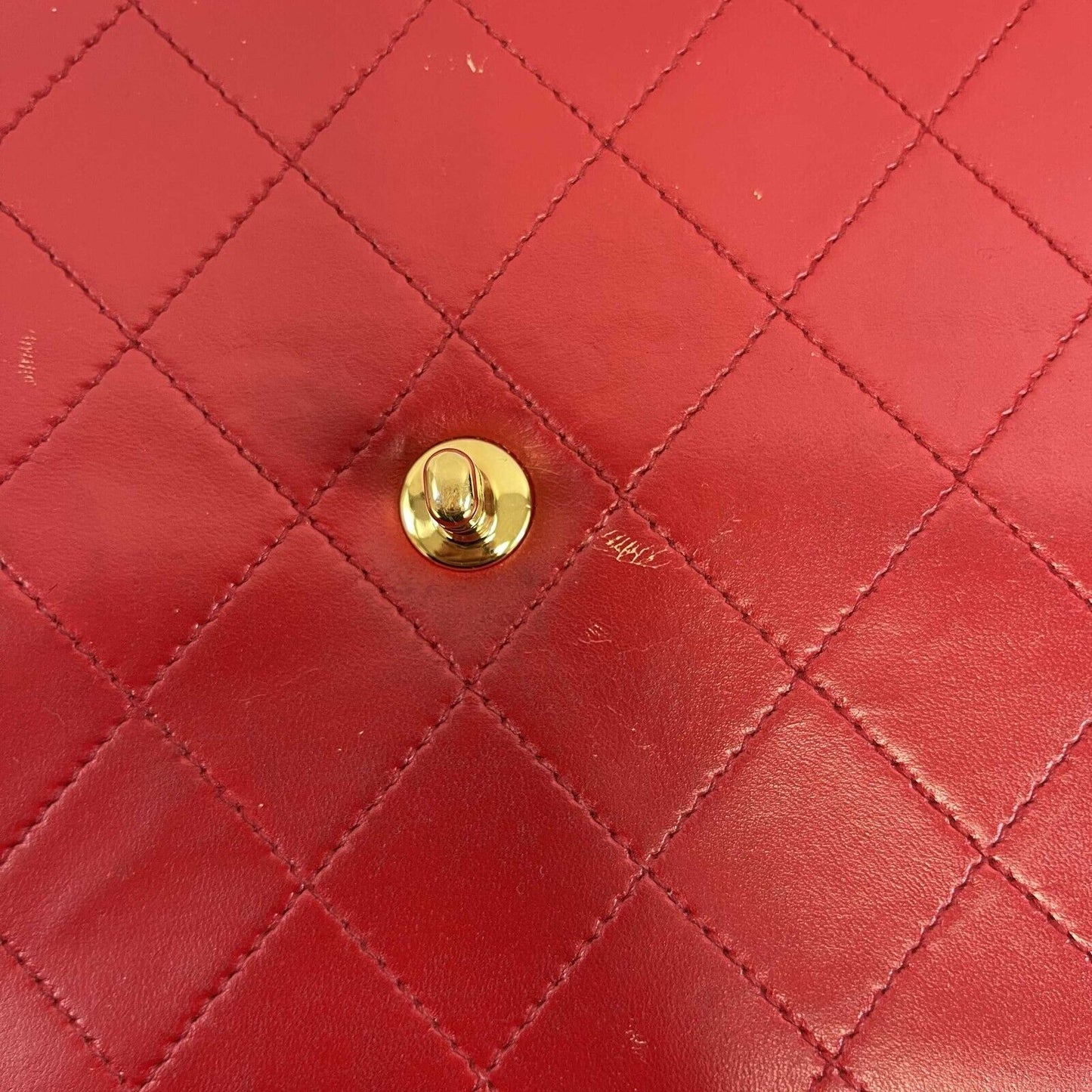 CHANEL - Vintage Jumbo CC Lambskin Single Flap Red Shoulder Bag