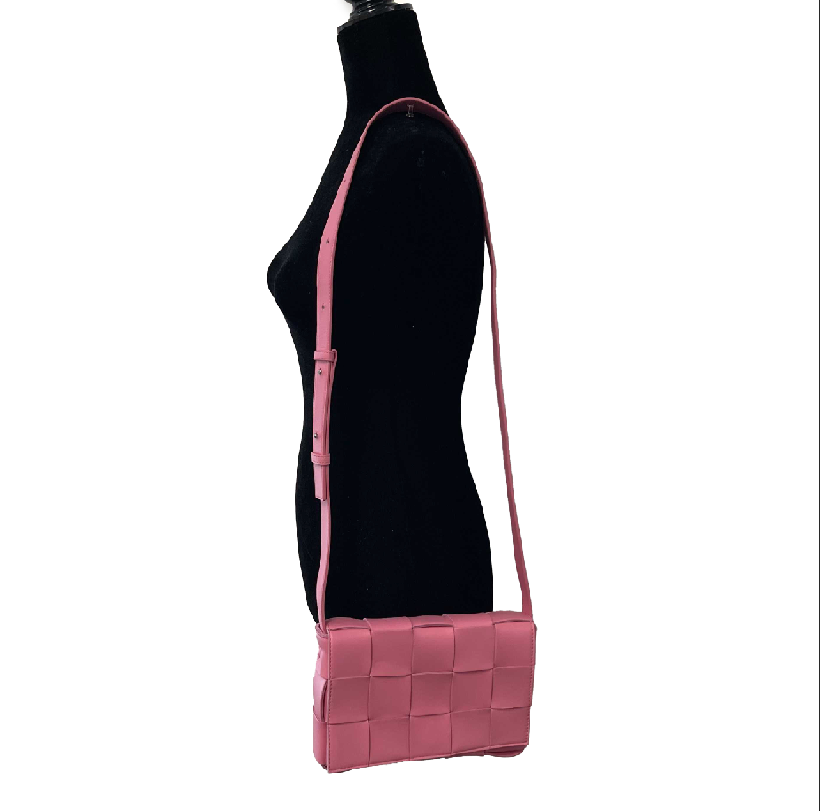 Bottega Veneta Cassette Intrecciato Leather Cranberry Pink Crossbody / Shoulder