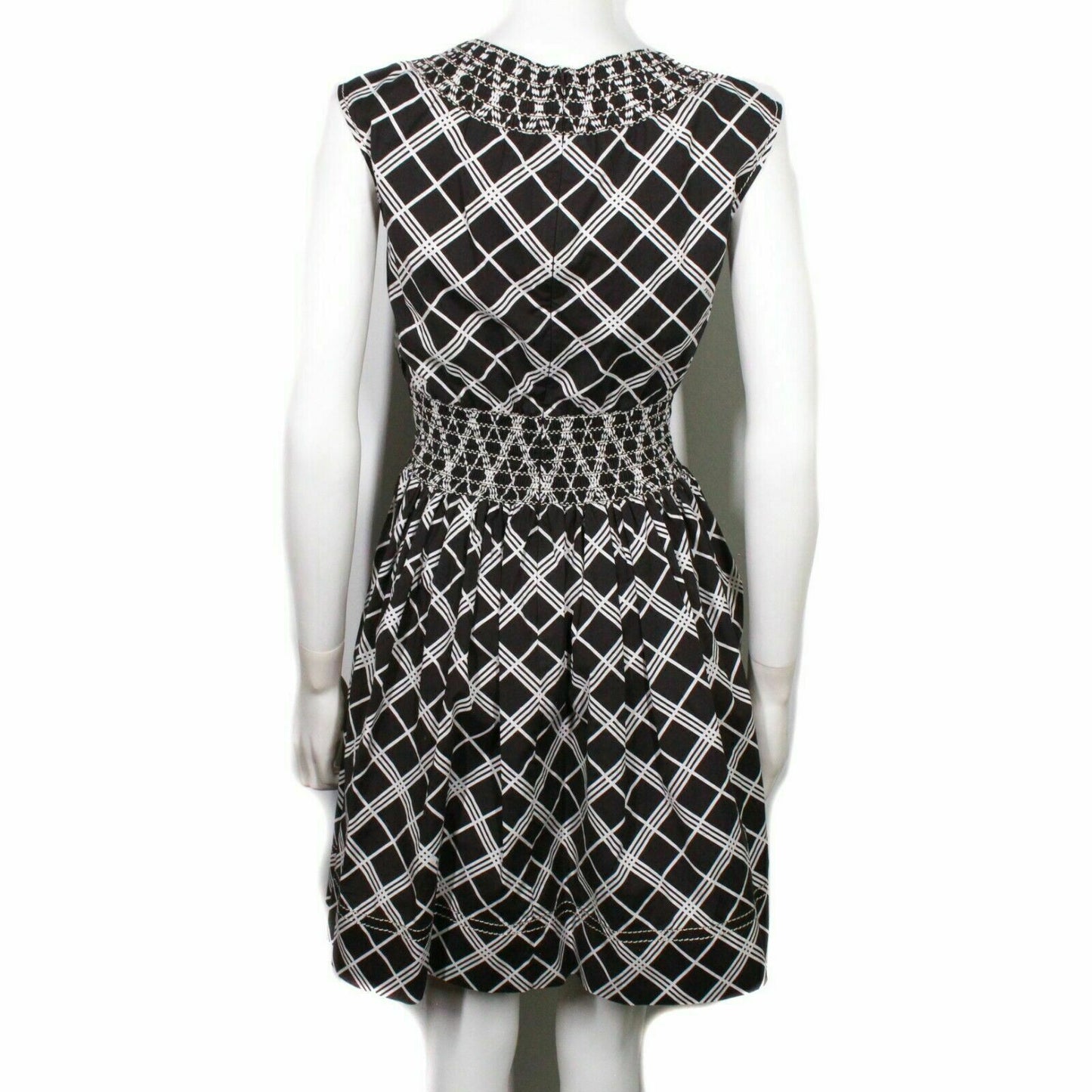 Prada - Charcoal Black and White - Cross Hatch Dress - Pleated - IT 38 US 2