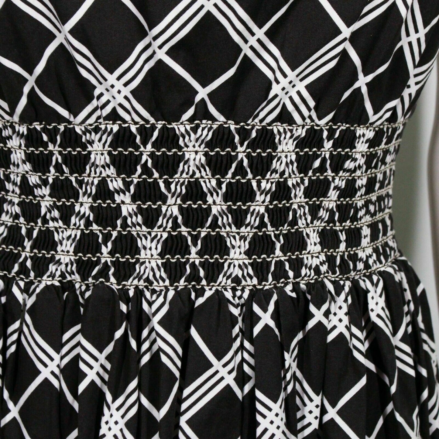 Prada - Charcoal Black and White - Cross Hatch Dress - Pleated - IT 38 US 2