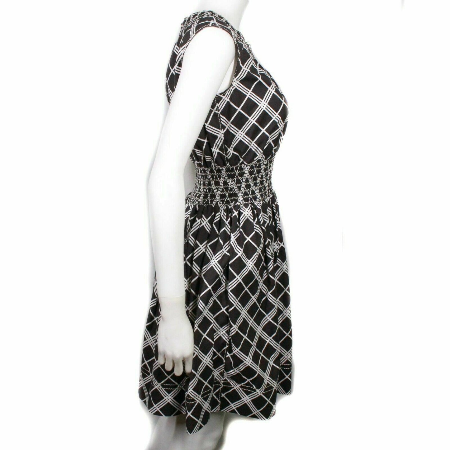 Prada - Charcoal Black and White - Cross Hatch Dress - Pleated - IT 38 US 2