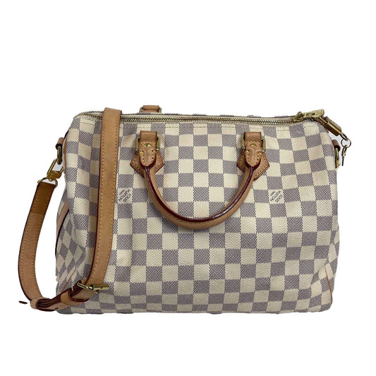 Louis Vuitton Speedy 35 Bandouliere Damier Azure / Top Handle w/ Strap