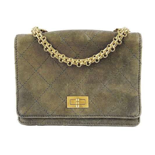 CHANEL - 90s Gray Iridescent Quilted Nubuck Mademoiselle Mini Flap Shoulder Bag