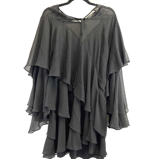 Ted Baker-Waterfall Ruffle Mini Dress-Black-Ted Baker Size 2 / US 6