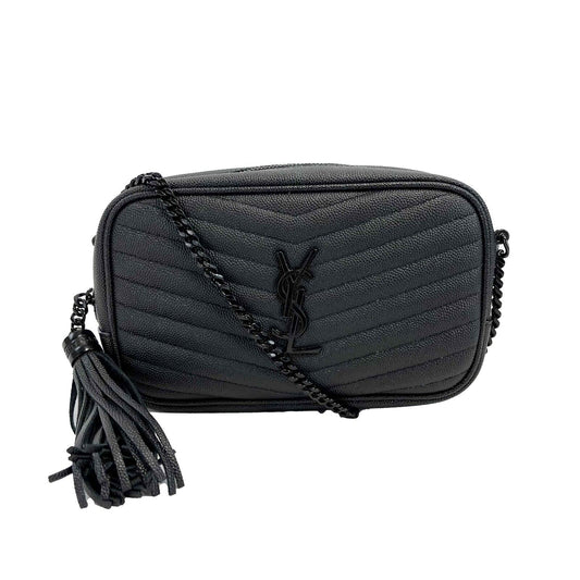 Saint Laurent Lou Mini bag in Quilted Grain De Poudre Embossed Leather Crossbody